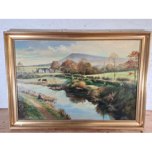 155 - A gilt framed oil on board of a Congleton Cloud scene, signed Charlesworth and dated 1963 - approx. ... 