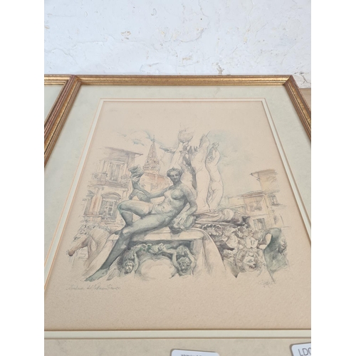 166 - Two framed French scene prints - approx. 48cm high x 39cm wide