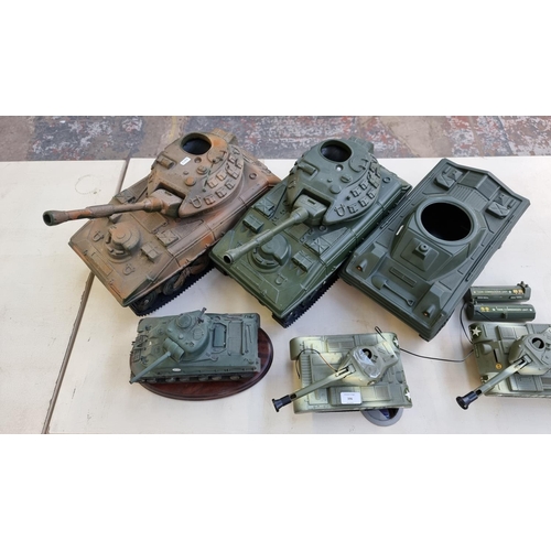 396 - Six various model tanks to include remote controlled, Sunny Side etc.