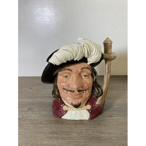 293 - Four Royal Doulton character jugs, Porthos D6440, D'Artagnan D6691, Aramis D6441 and Athos D6439