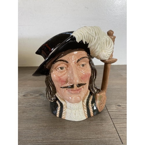 293 - Four Royal Doulton character jugs, Porthos D6440, D'Artagnan D6691, Aramis D6441 and Athos D6439