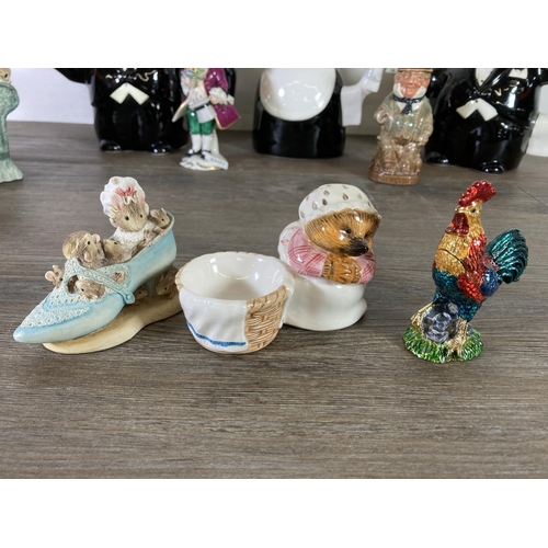 302 - A collection of ceramics and glassware to include Frankenthal hand painted porcelain 13cm figurine, ... 