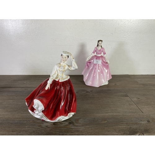 314 - Three Royal Doulton figurines, Gloria - HN 3200, Susan - HN 3050 and Gail - HN 2937