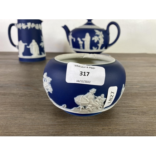 317 - Five pieces of Adams Jasperware