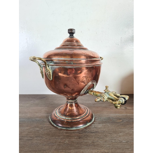 339 - Three pieces of 19th century copper, two kettles - one being William Soutter & Sons and one samovar ... 