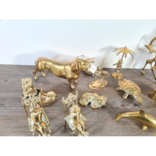 341 - Thirteen brass animal figurines