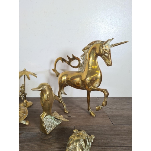 341 - Thirteen brass animal figurines