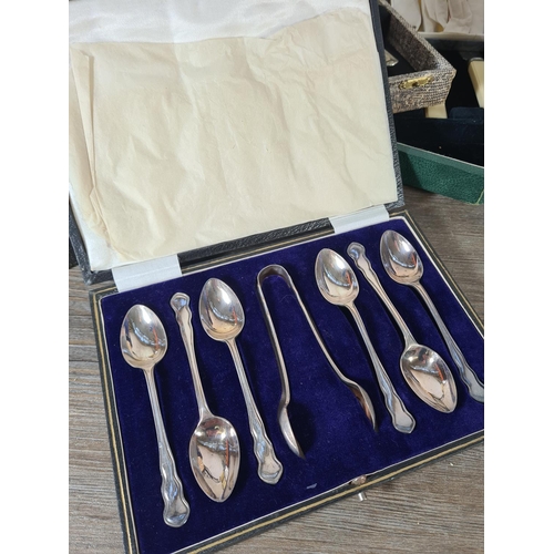 347 - A collection of vintage cutlery to include a boxed set of six C.P. Walker & Co Ltd. EPNS teaspoons, ... 