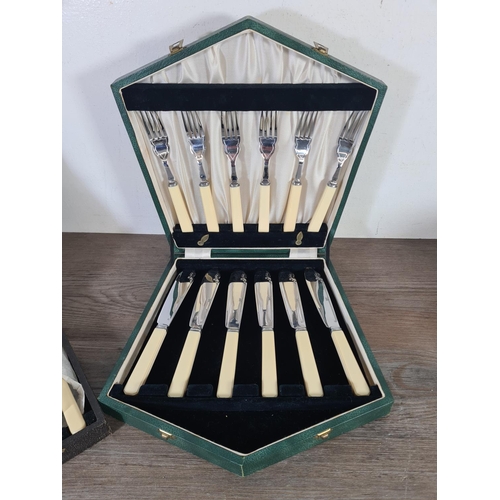 347 - A collection of vintage cutlery to include a boxed set of six C.P. Walker & Co Ltd. EPNS teaspoons, ... 