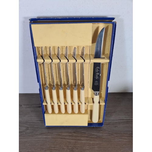 347 - A collection of vintage cutlery to include a boxed set of six C.P. Walker & Co Ltd. EPNS teaspoons, ... 