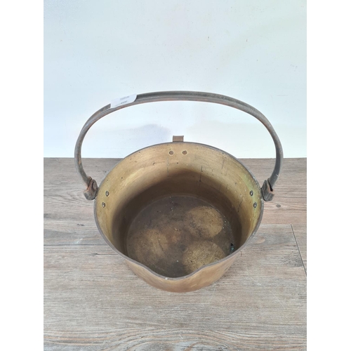 353 - A Victorian brass preserve pan - approx. 28cm diameter x 33cm high