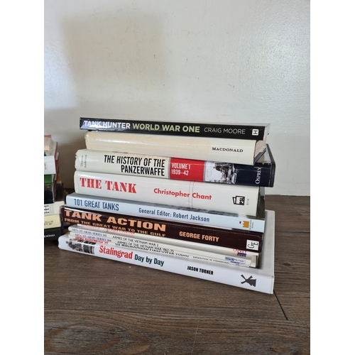 475 - A collection of tank books to include Craig Moore Tank Hunter World War One, Thomas Anderson The His... 