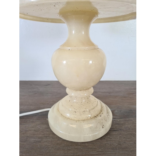 498 - A Spanish A. Herna S. L. solid alabaster table lamp - approx. 45cm high