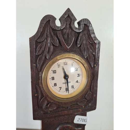 505 - A West German Mercedes oak cased miniature grandfather clock - approx. 37cm high