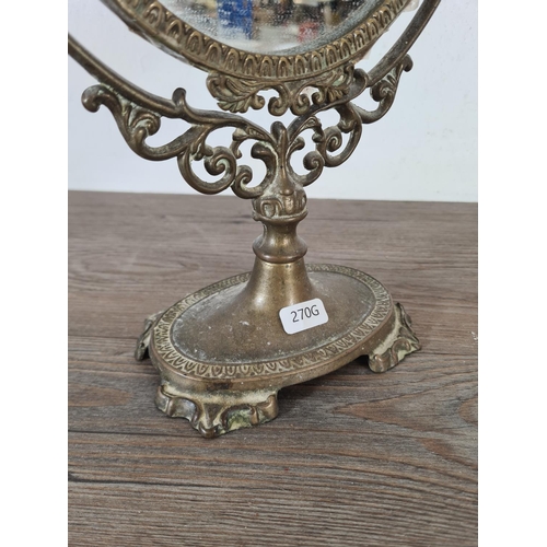 513 - A 19th century style brass toilet mirror - approx. 39cm high x 30cm wide