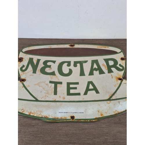 521 - A Nectar Tea enamel sign - approx. 54cm wide x 32cm high