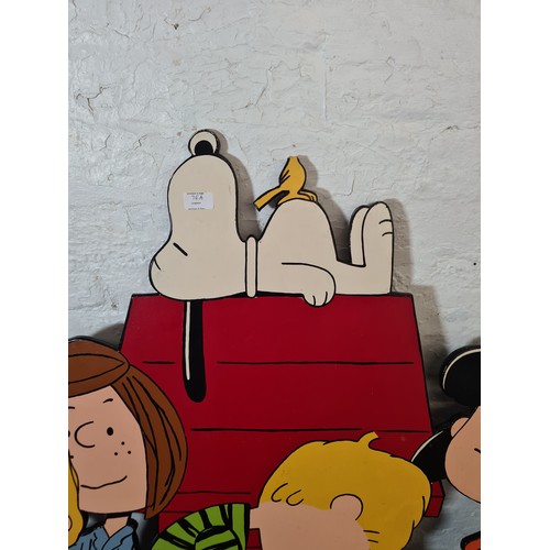 76A - A novelty hand painted Peanuts Snoopy and Charlie Brown double bed headboard