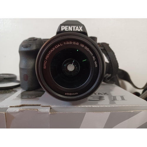 649 - A boxed and cased Ricoh Pentax K-3 II DSLR camera fitted with Pentax-DA L 1:3.5-5.6 18-55mm AL WR le... 