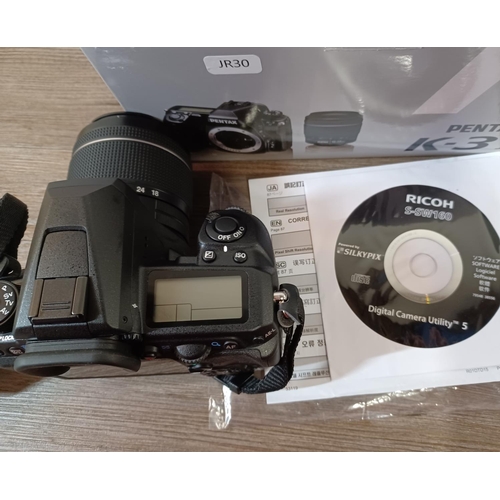 649 - A boxed and cased Ricoh Pentax K-3 II DSLR camera fitted with Pentax-DA L 1:3.5-5.6 18-55mm AL WR le... 