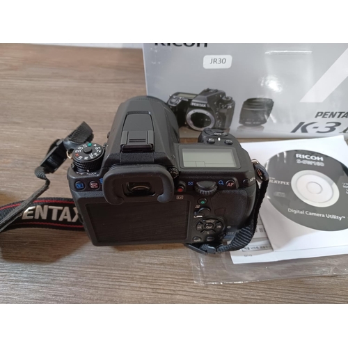 649 - A boxed and cased Ricoh Pentax K-3 II DSLR camera fitted with Pentax-DA L 1:3.5-5.6 18-55mm AL WR le... 