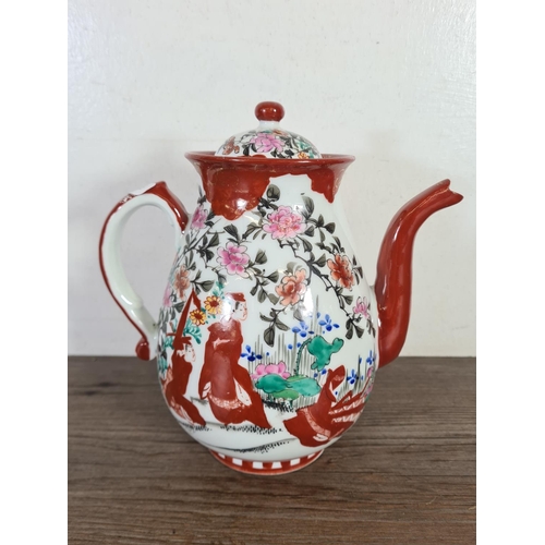 225 - A Japanese hand painted porcelain teapot - approx. 21cm high