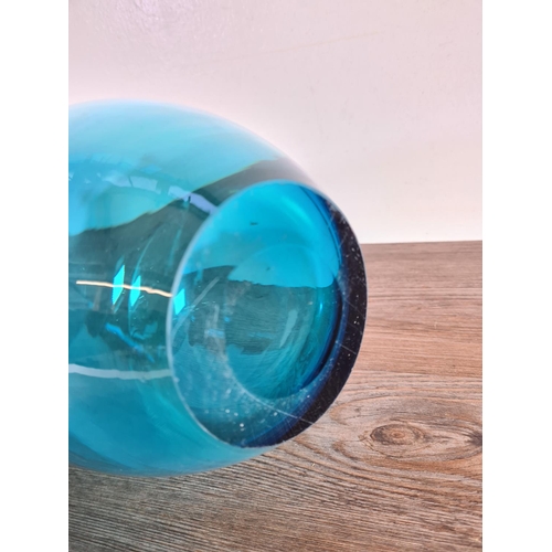 231 - A blue studio glass vase - approx. 38cm high