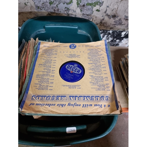 749 - A box containing a collection of shellac records to include Ben Johnson (Sterno), Robert Wilson, Pat... 