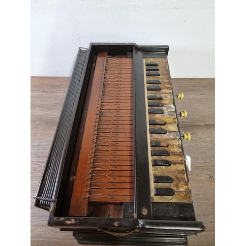 761 - A vintage Indian four stopper thirty-seven key harmonium reed organ