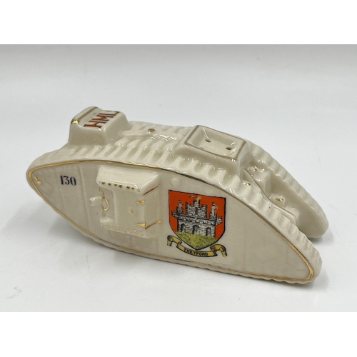 208 - Three W & R Stoke-on-Trent Carlton crested china model tanks