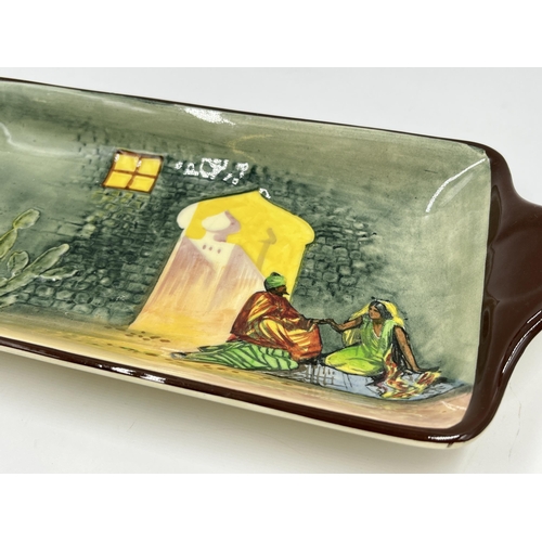 216 - A Royal Doulton D4601 Moorish Gateway twin handled rectangular dish - approx. 27cm x 12cm