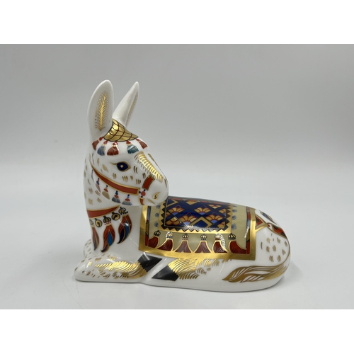 249 - A boxed Royal Crown Derby Donkey paperweight with gold stopper