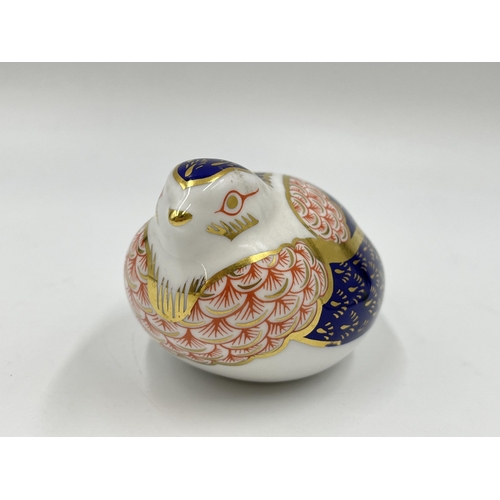 258 - A Royal Crown Derby Quail paperweight with gold stopper