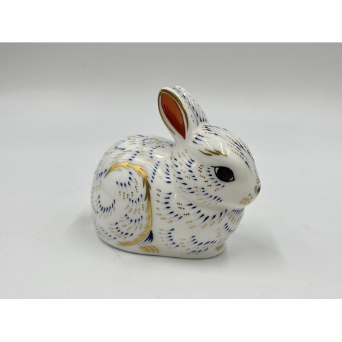 259 - A Royal Crown Derby Bunny paperweight with gold stopper