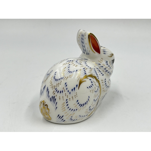 259 - A Royal Crown Derby Bunny paperweight with gold stopper