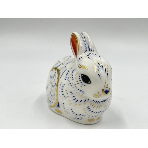 259 - A Royal Crown Derby Bunny paperweight with gold stopper