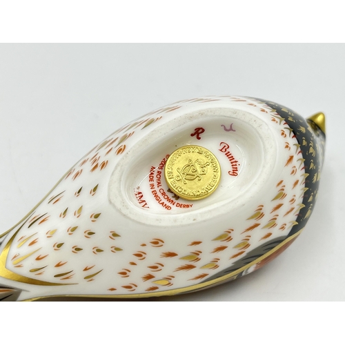 260 - A Royal Crown Derby Bunting paperweight with gold stopper