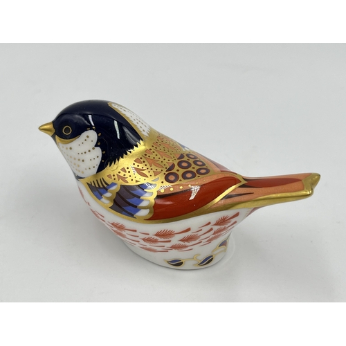 261 - A Royal Crown Derby Coal Tit paperweight with gold stopper