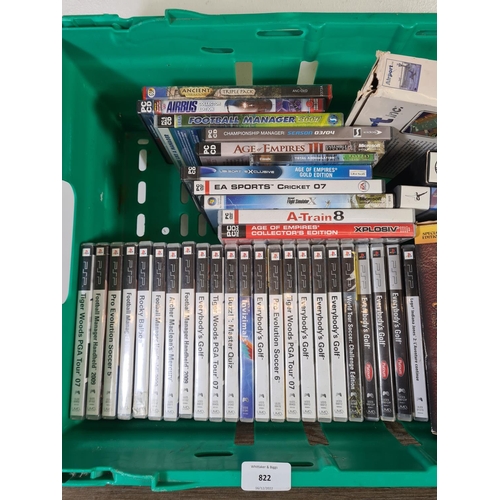 822 - A collection of games console games to include Sony PSP, PC etc.