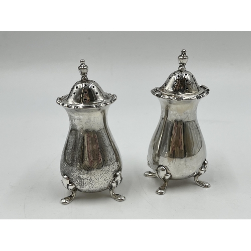 1246 - Three pieces of hallmarked Birmingham silver, one Deakin & Francis Ltd. mustard pot with glass inser... 