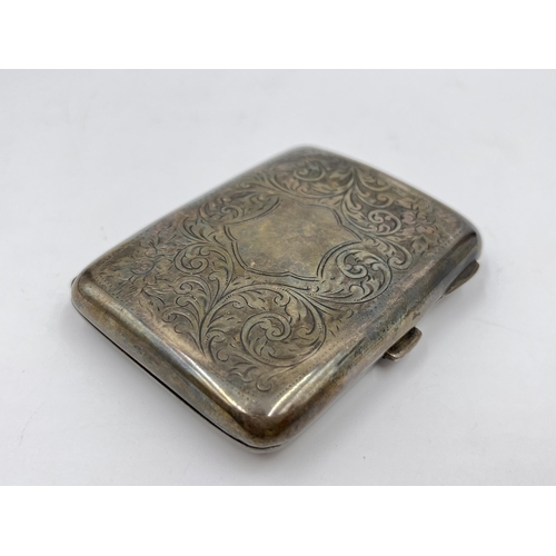 1251 - A George V Robert Chandler hallmarked Birmingham silver cigarette case, dated 1916 - approx. gross w... 