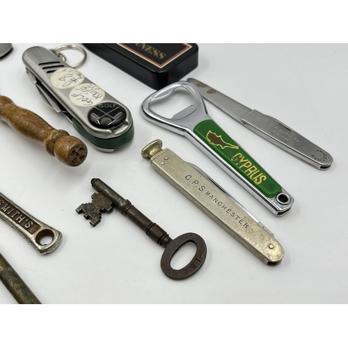 1237 - A collection of pocket knives, bottle openers and cigarette lighters