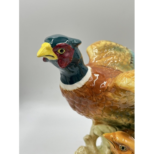 173 - A believed Echt Altmann ceramic pheasants figurine signed J. Stewarle - approx. 25cm high x 37cm lon... 