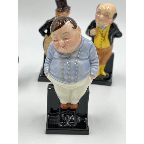 177 - Four Royal Doulton Charles Dickens figurines, Fat Boy, Pickwick, Sairey Gamp and Dick Swiveller