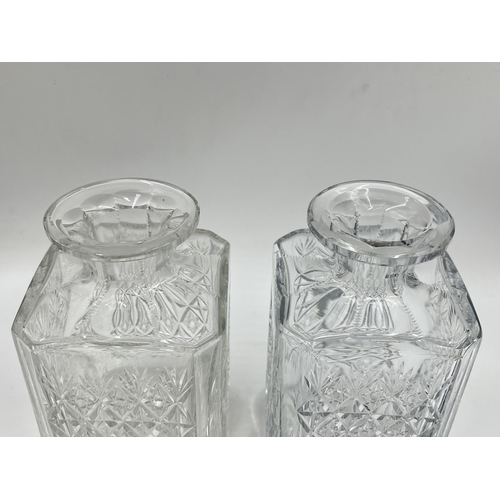 181 - Two Thomas Webb cut crystal decanters - largest approx. 25cm high