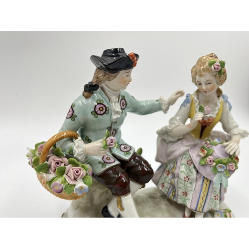 189 - A Sitzendorf hand painted porcelain group figurine - approx. 13cm high