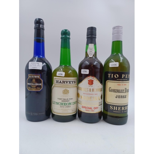 592A - Four bottles of fortified wine, one 75cl Henriques & Henriques special dry Madeira - bottled at 19%,... 