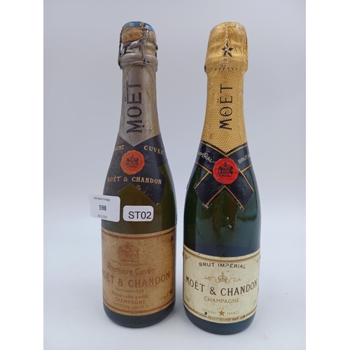 598 - Two half bottles of Moët & Chandon Champagne sparkling wine, one Impérial Brut - bottled at 12% and ... 