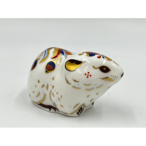 263 - A Royal Crown Derby Bank Vole paperweight with gold stopper