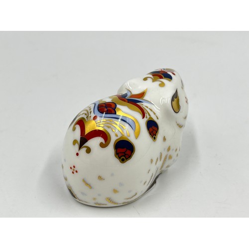 263 - A Royal Crown Derby Bank Vole paperweight with gold stopper