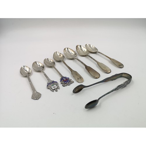 1251A - Eight pieces of hallmarked silver to include one Victorian John Le Gallais spoon dated 1850, pair of... 